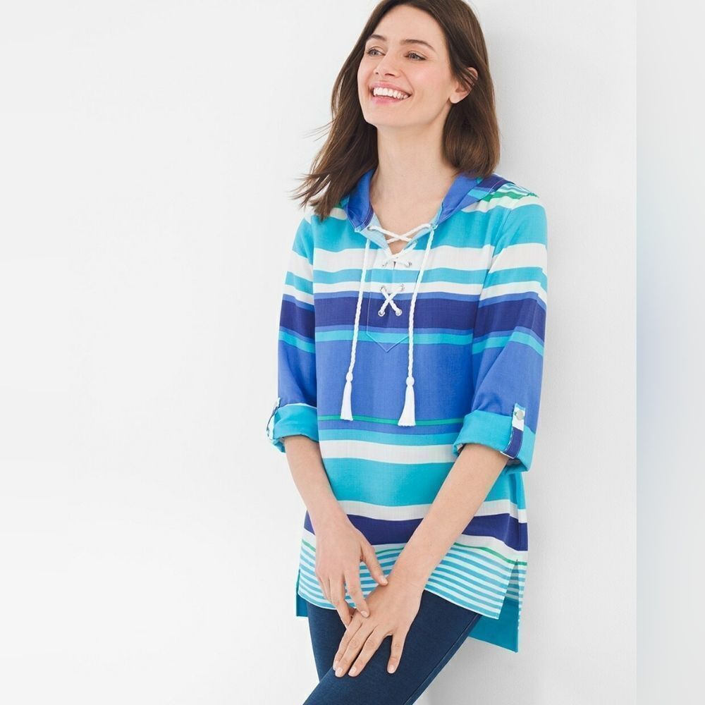 Chico's Zenergy Striped Tie-Up Tunic sz Med